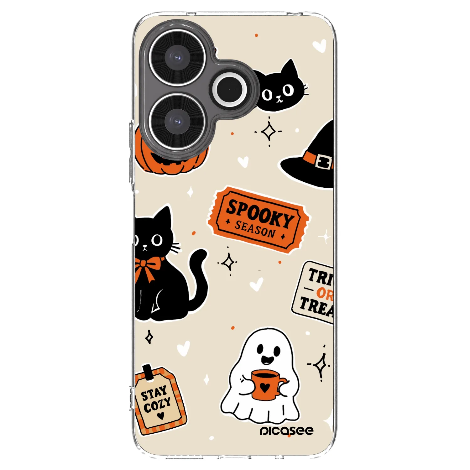 Picasee Xiaomi Redmi 13 4G Hülle - Transparentes Silikon - Halloween stickers