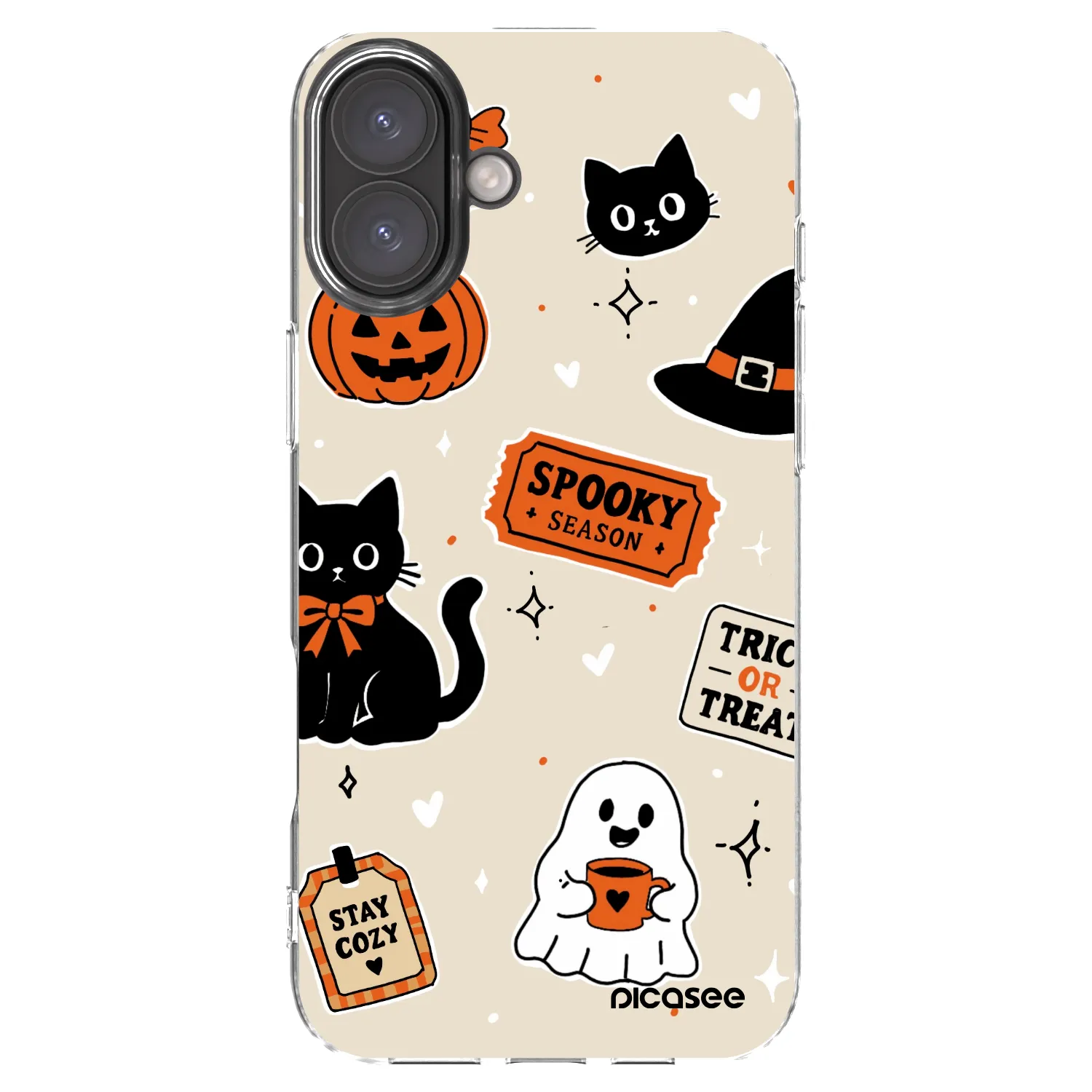 Picasee Apple iPhone 16 Plus Hülle - Transparentes Silikon - Halloween stickers