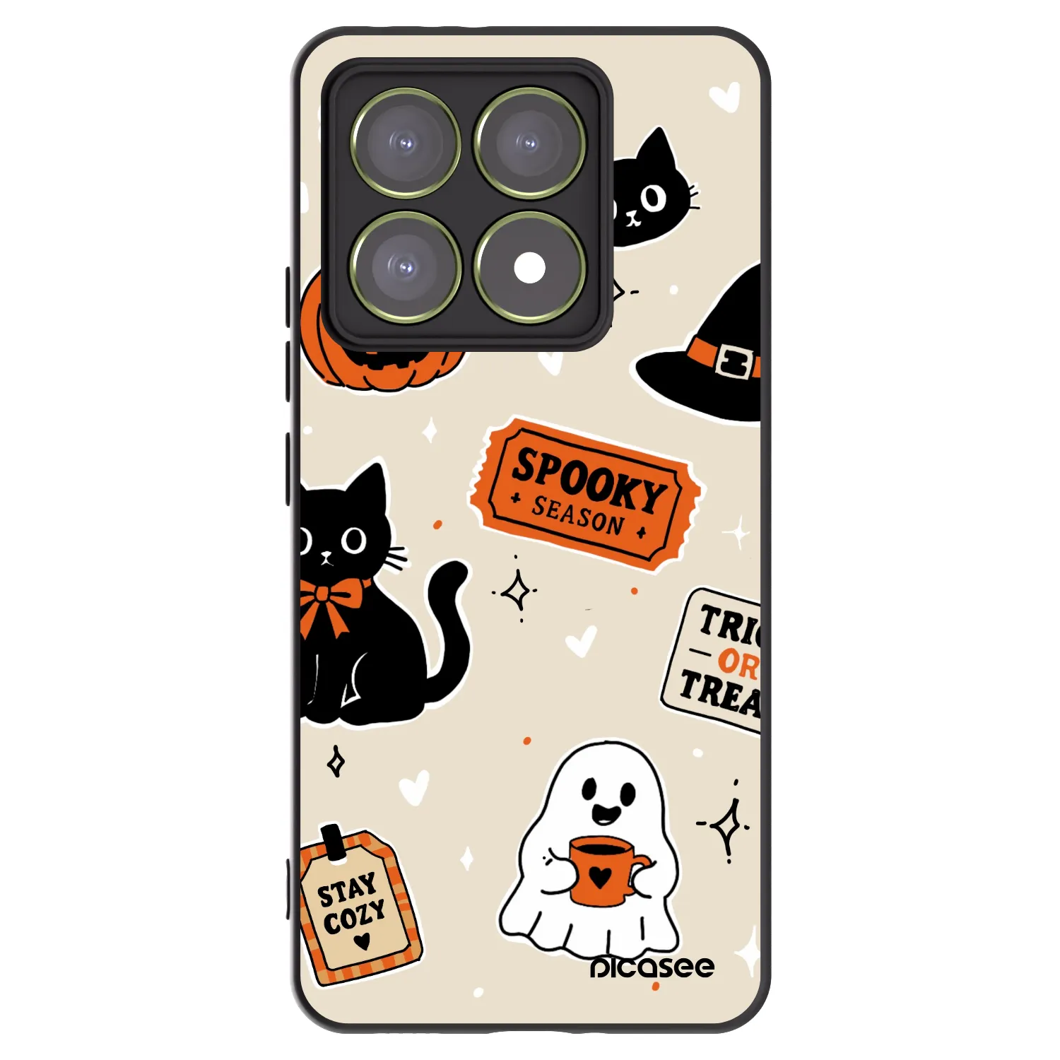 Picasee Xiaomi 14T Hülle - Schwarzes Silikon - Halloween stickers