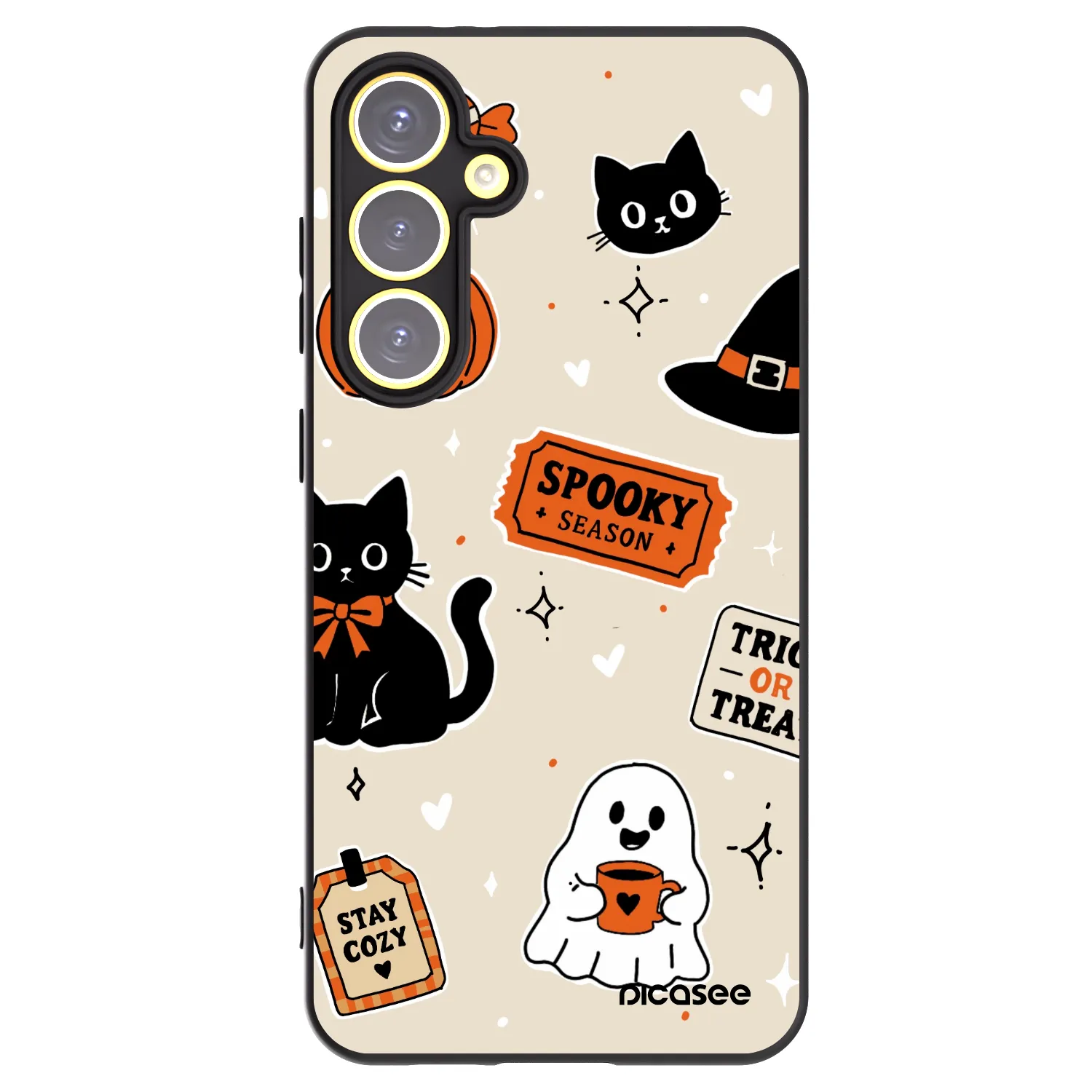 Picasee Samsung Galaxy S24 FE S721B Hülle - Schwarzes Silikon - Halloween stickers