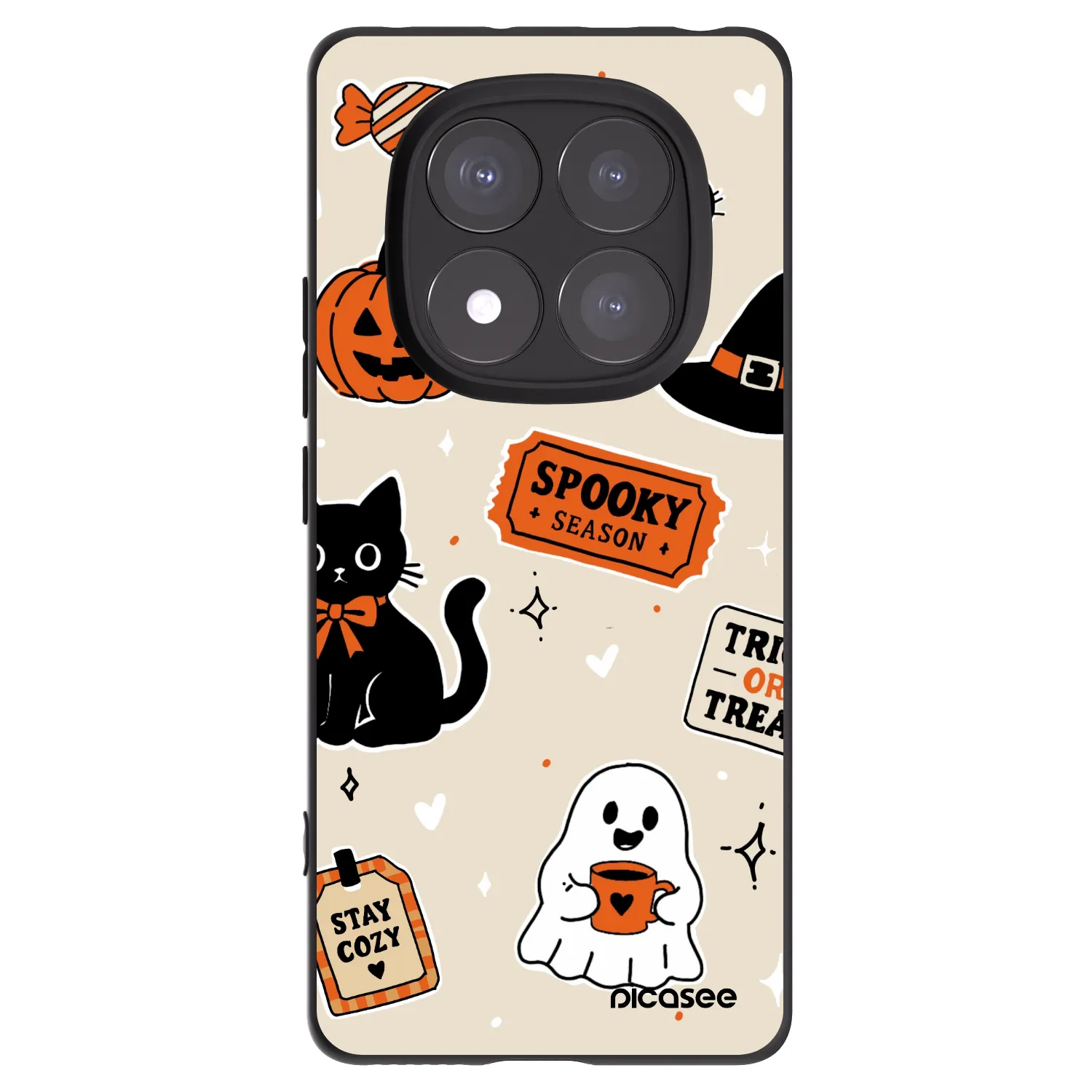 Picasee Xiaomi Redmi Note 14 Pro 5G Hülle - Schwarzes Silikon - Halloween stickers