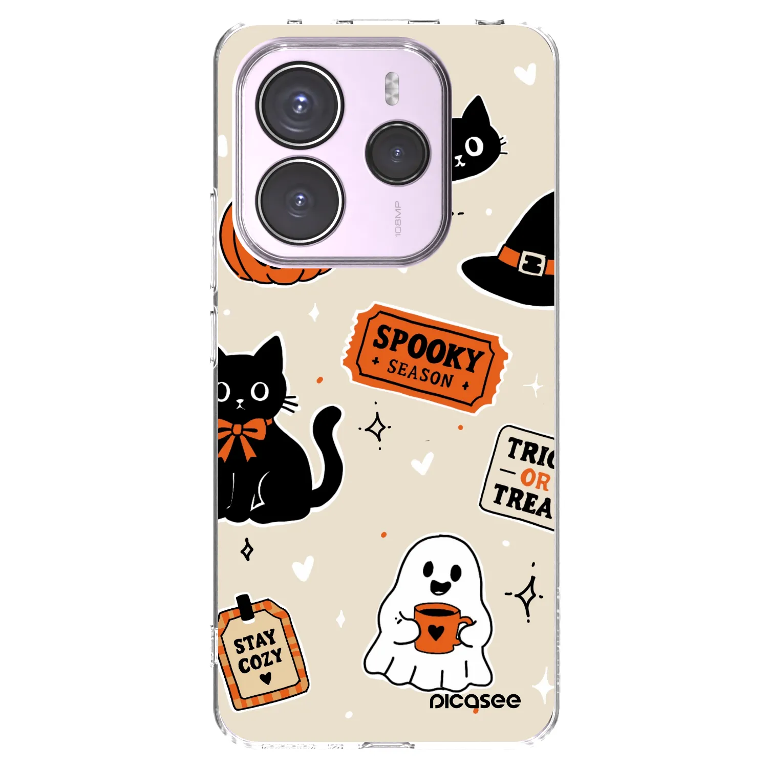 Picasee Xiaomi Redmi Note 14 5G Hülle - Transparentes Silikon - Halloween stickers