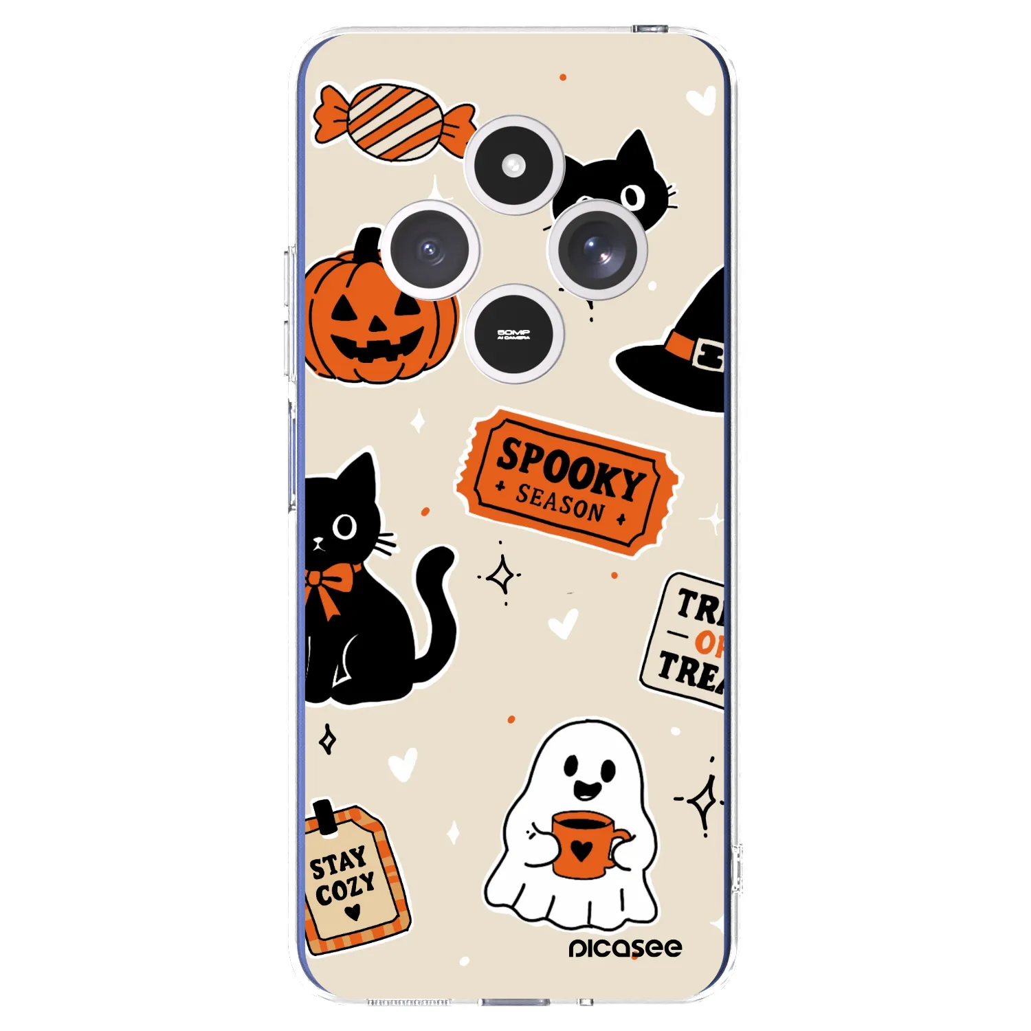 Picasee Xiaomi Redmi 14C Hülle - Transparentes Silikon - Halloween stickers