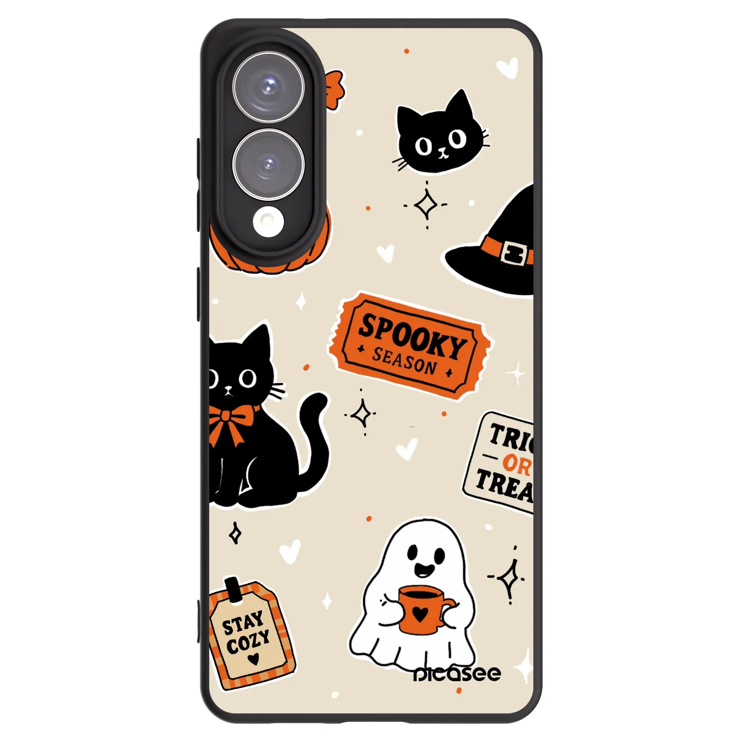 Picasee Samsung Galaxy S25 Edge 5G Hülle - Schwarzes Silikon - Halloween stickers