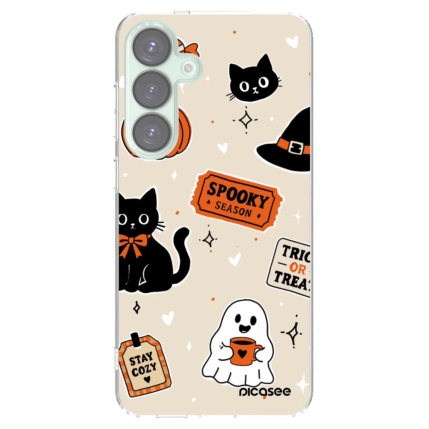 Picasee Samsung Galaxy S25+ 5G Hülle - Transparentes Silikon - Halloween stickers