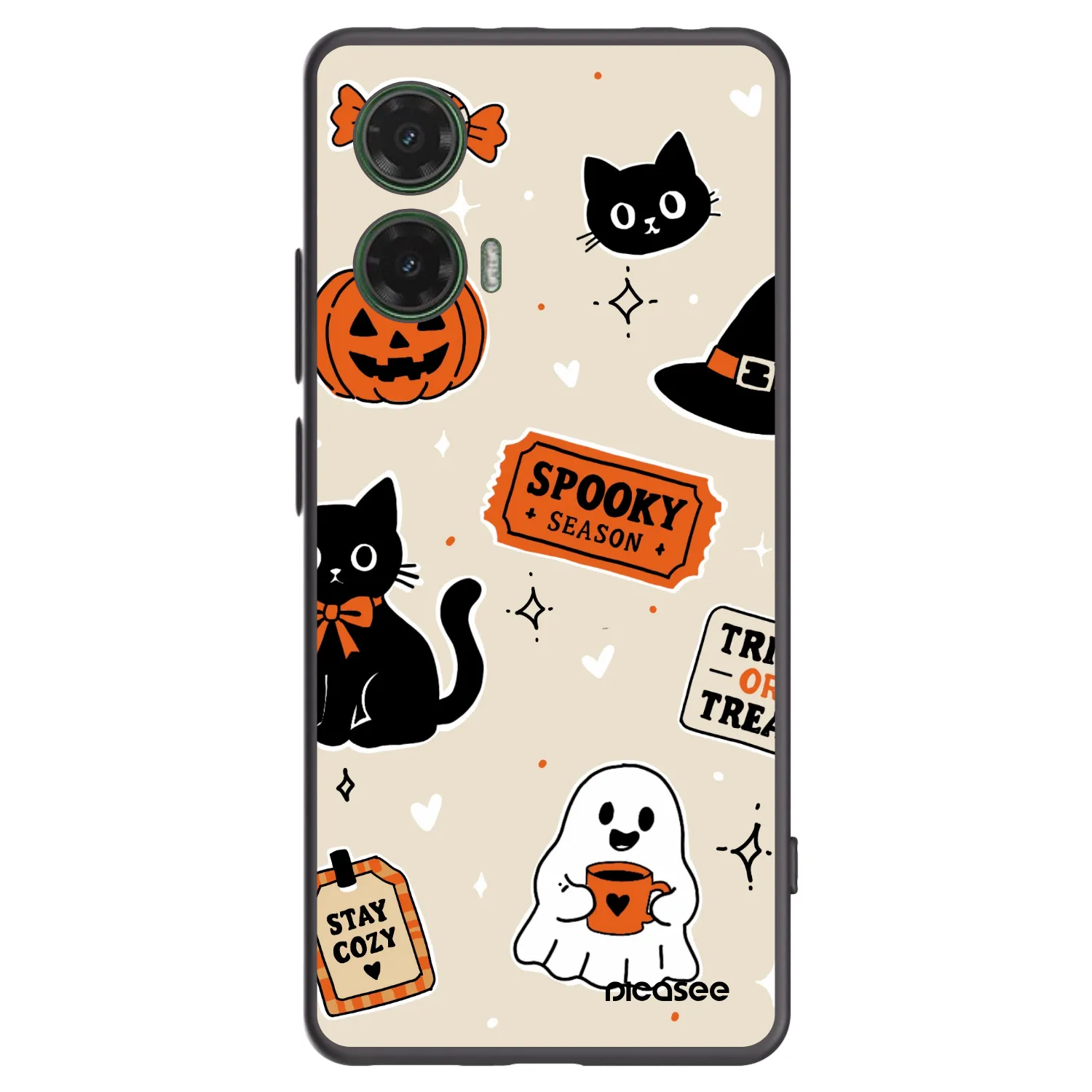 Picasee Motorola Moto G35 5G Hülle - Schwarzes Silikon - Halloween stickers