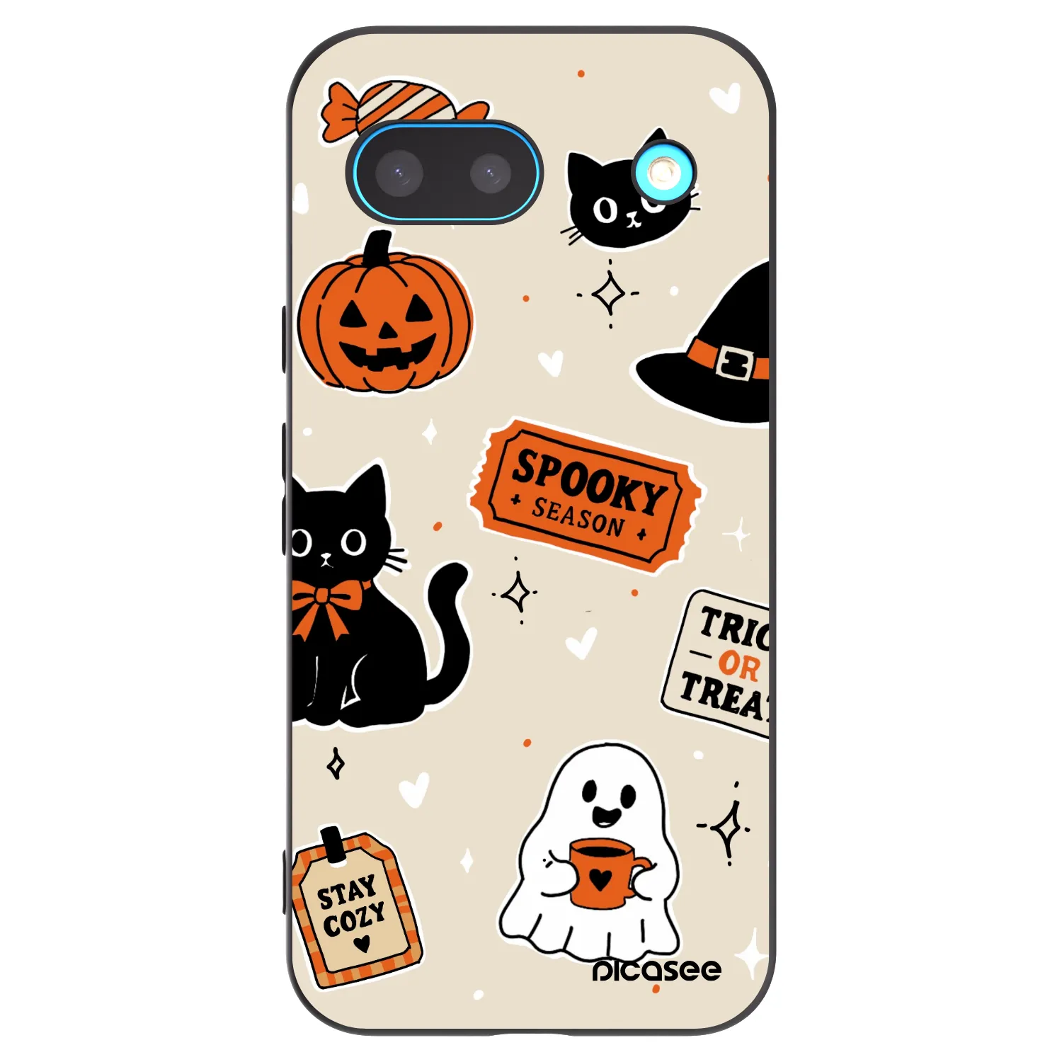Picasee Google Pixel 8 Hülle - Schwarzes Silikon - Halloween stickers