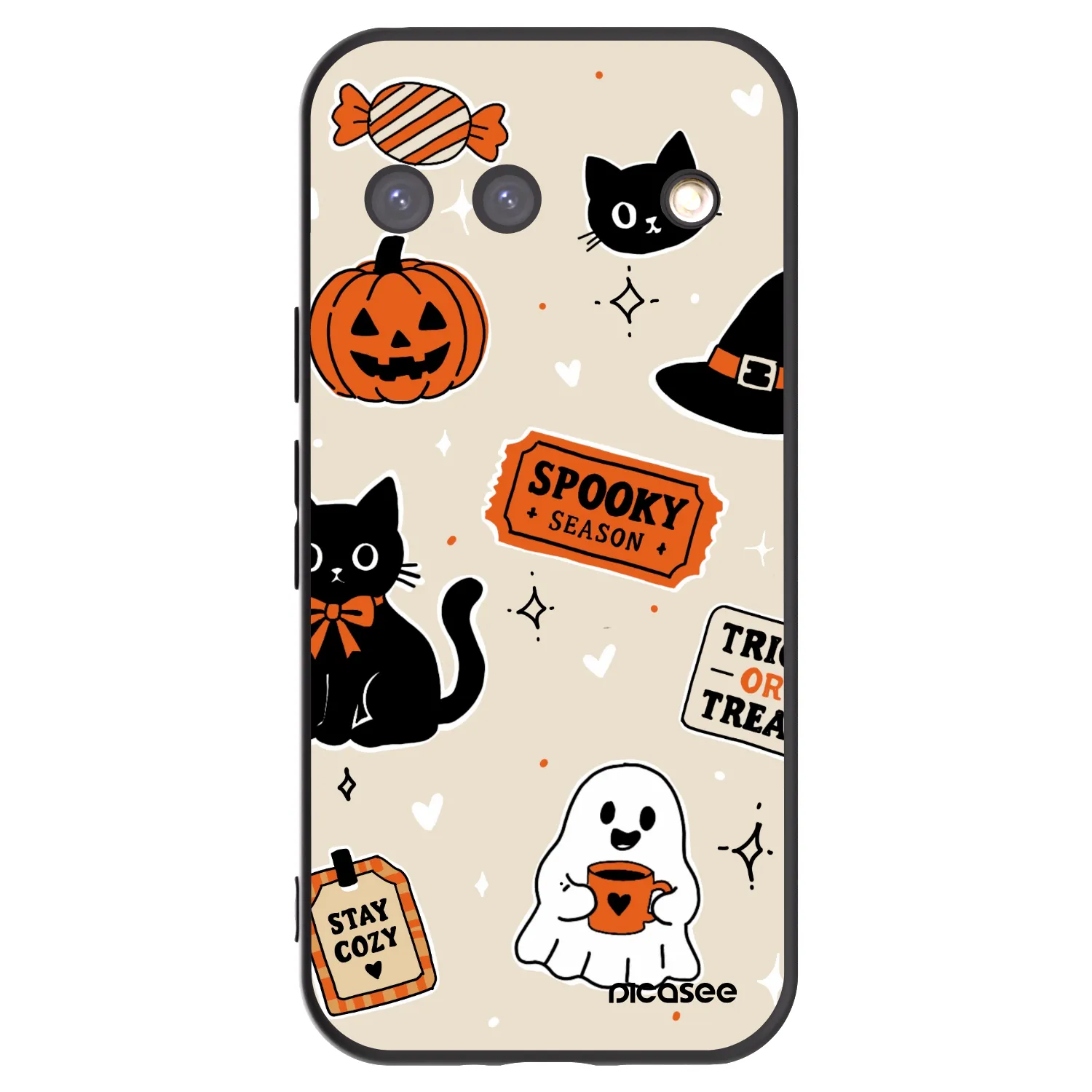 Picasee Google Pixel 9 Hülle - Schwarzes Silikon - Halloween stickers