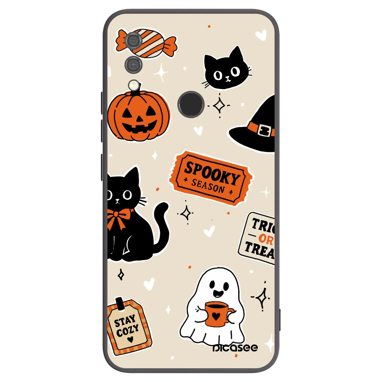 Picasee Xiaomi Redmi Note 7 Hülle - Schwarzes Silikon - Halloween stickers