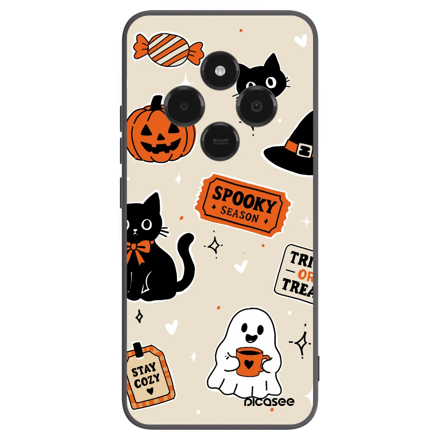 Picasee Xiaomi Poco C75 Hülle - Schwarzes Silikon - Halloween stickers