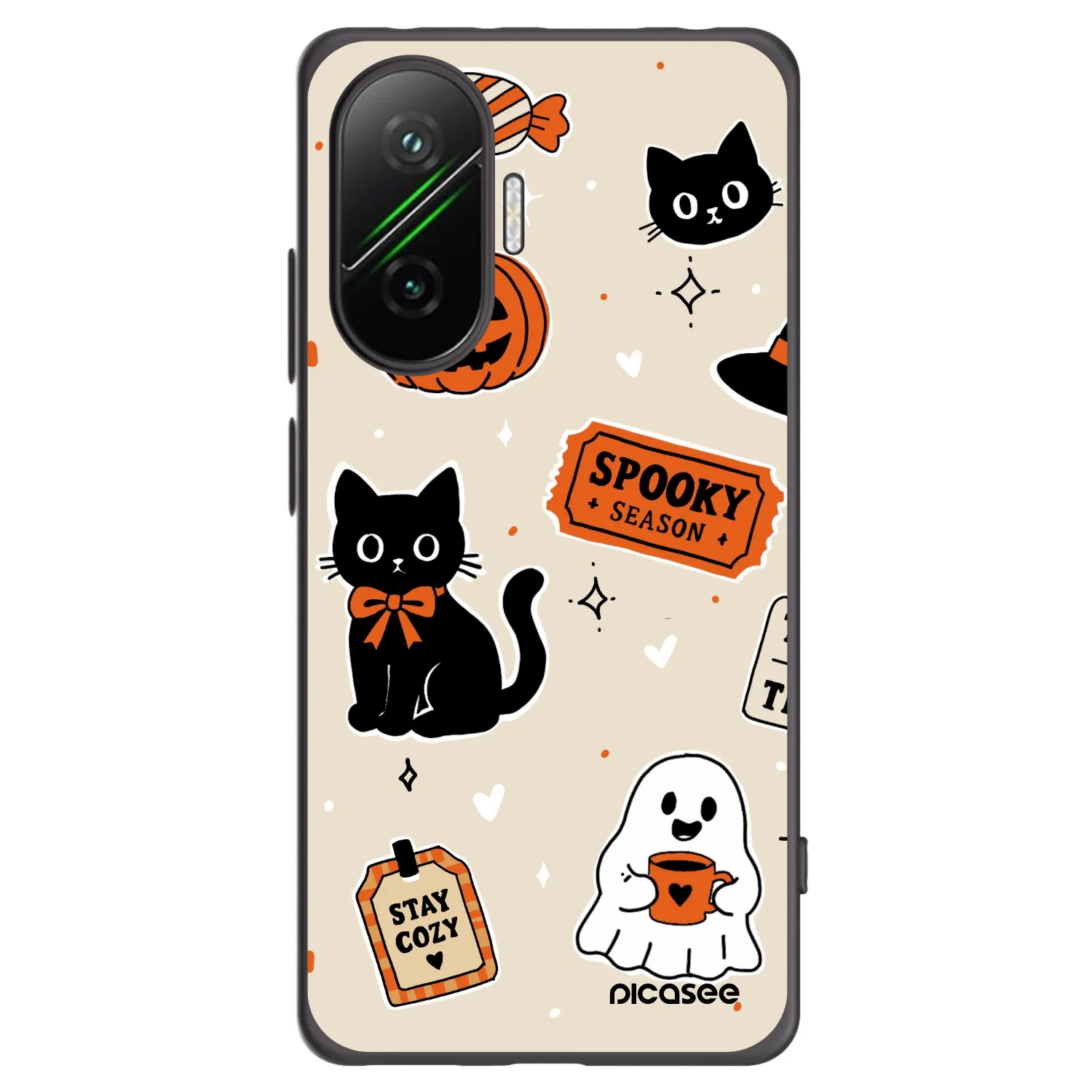 Picasee Xiaomi Poco F7 5G Hülle - Schwarzes Silikon - Halloween stickers