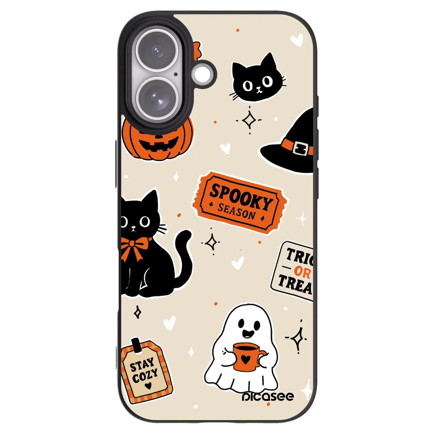 Picasee Apple iPhone 17 Hülle - Schwarzes Silikon - Halloween stickers