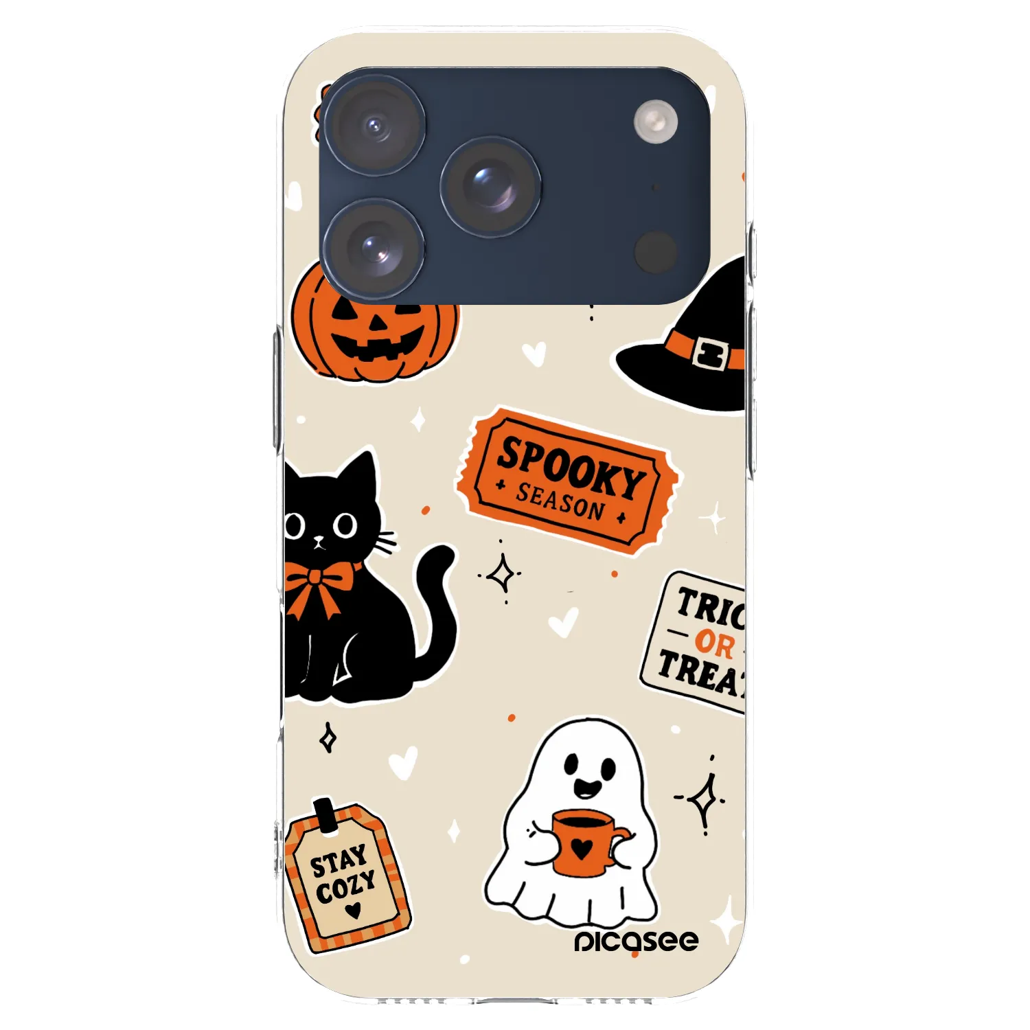 Picasee Apple iPhone 17 Pro Hülle - Transparentes Silikon - Halloween stickers