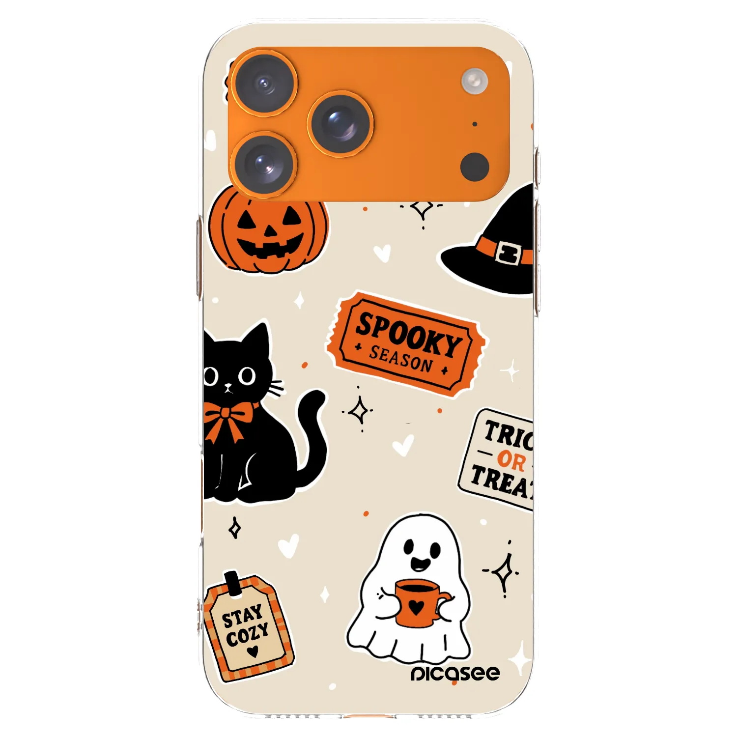 Picasee Apple iPhone 17 Pro Max Hülle - Transparentes Silikon - Halloween stickers