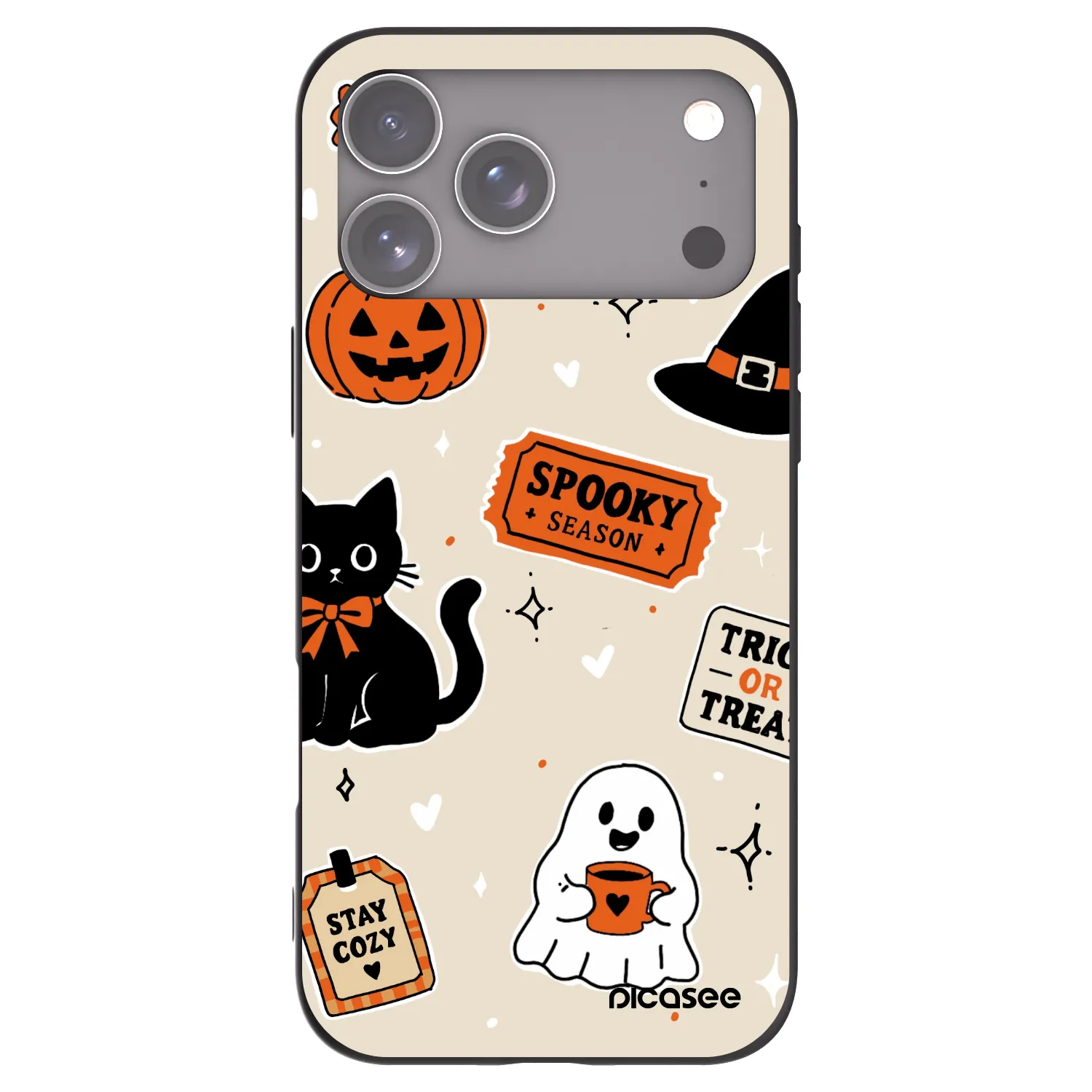 Picasee Apple iPhone 17 Pro Max Hülle - Schwarzes Silikon - Halloween stickers