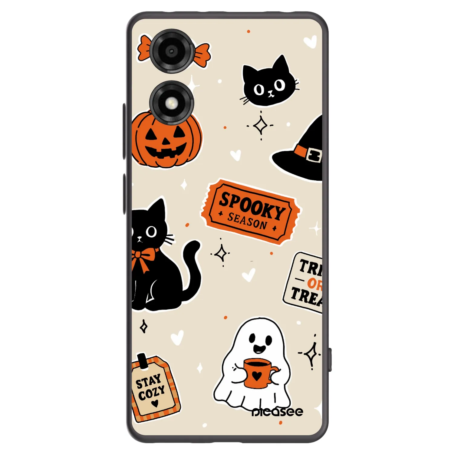 Picasee Motorola Moto E14 Hülle - Schwarzes Silikon - Halloween stickers