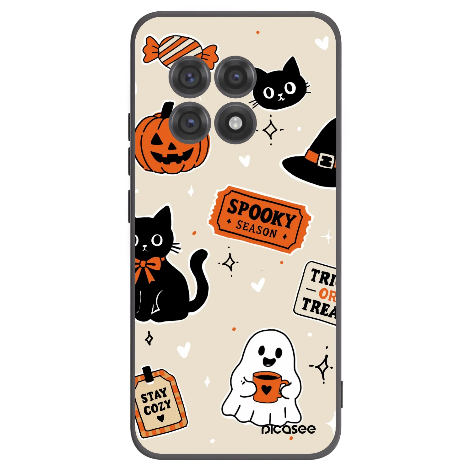 Picasee OnePlus 13R 5G Hülle - Schwarzes Silikon - Halloween stickers