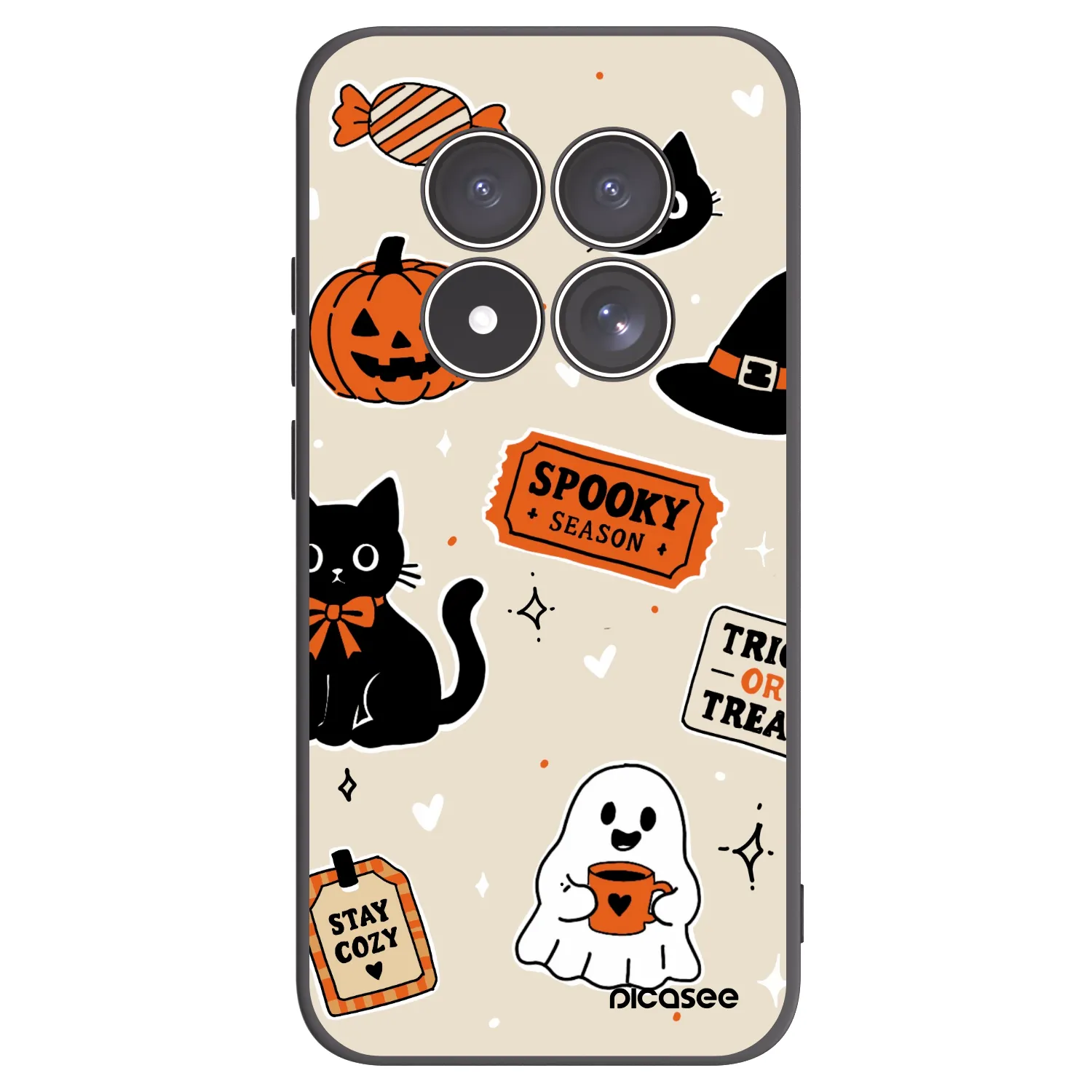 Picasee Xiaomi Redmi Note 15 Pro 4G Hülle - Schwarzes Silikon - Halloween stickers