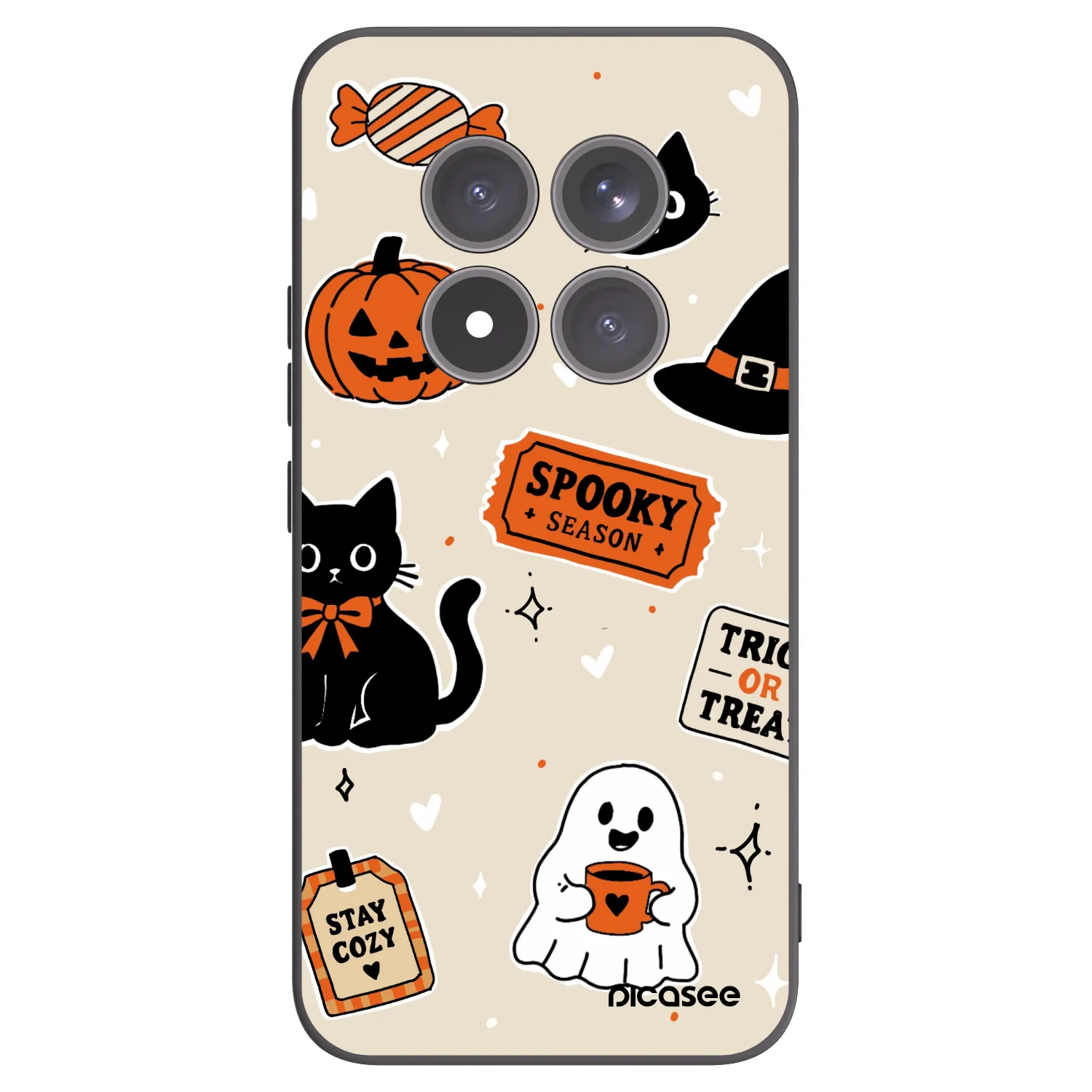 Picasee Xiaomi Redmi Note 15 Pro+ Hülle - Schwarzes Silikon - Halloween stickers