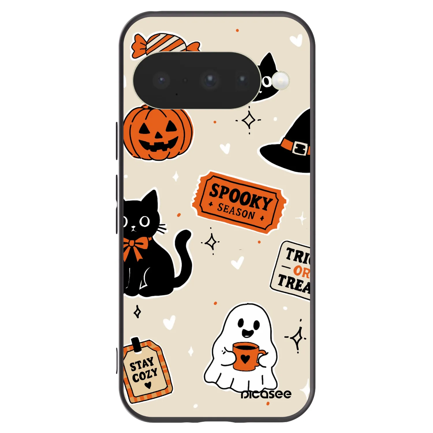 Picasee Google Pixel 10 Hülle - Schwarzes Silikon - Halloween stickers