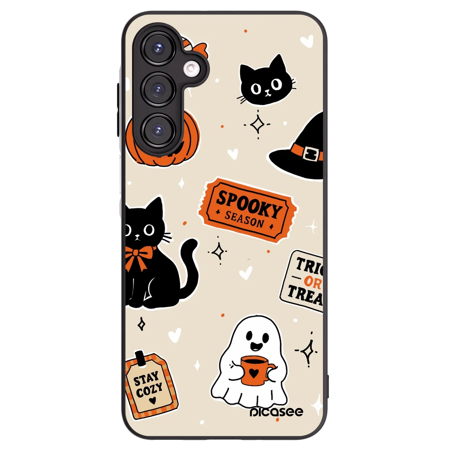 Picasee Samsung Galaxy A16 4G Hülle - Schwarzes Silikon - Halloween stickers
