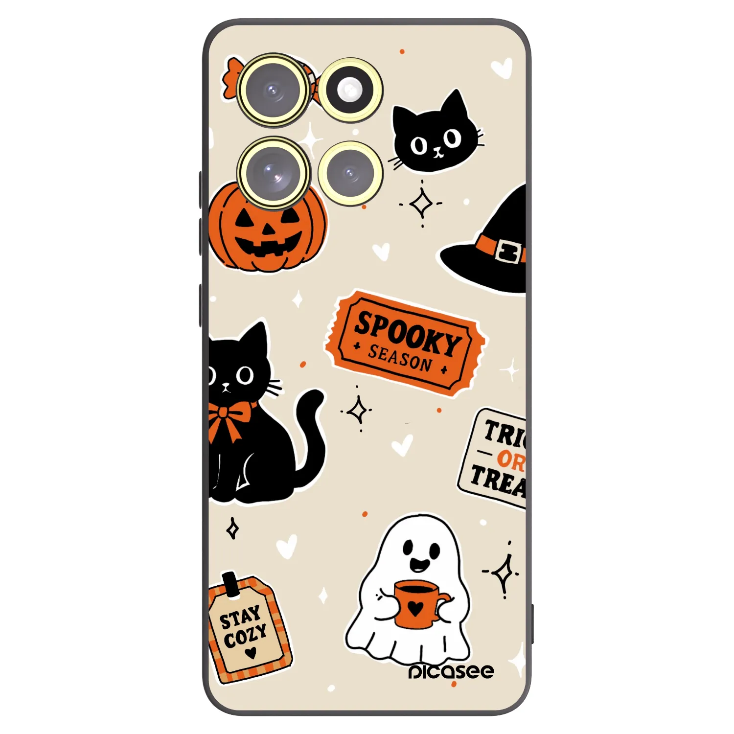 Picasee Motorola Moto G86 Power 5G Hülle - Schwarzes Silikon - Halloween stickers