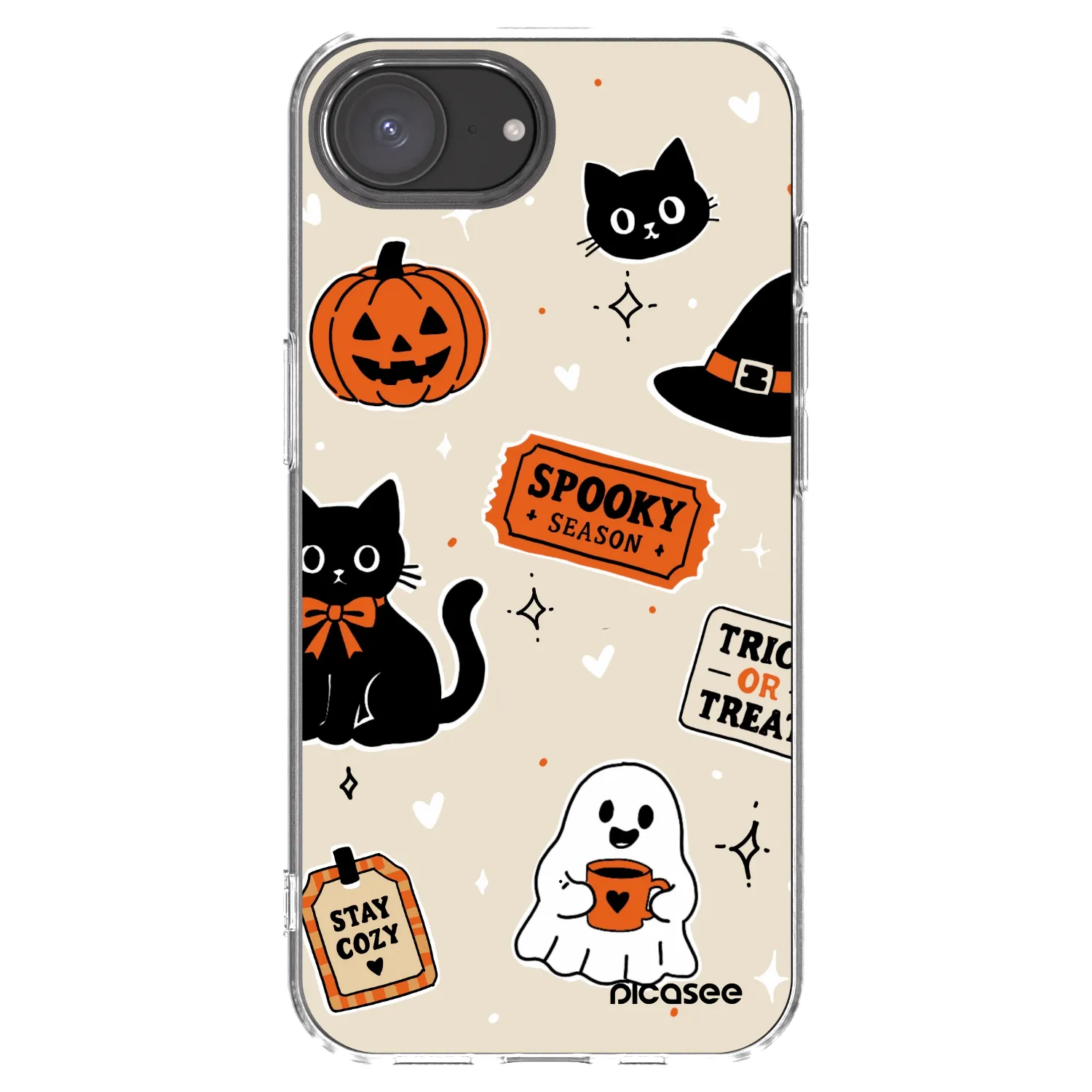 Picasee Apple iPhone 17e Hülle - Transparentes Silikon - Halloween stickers