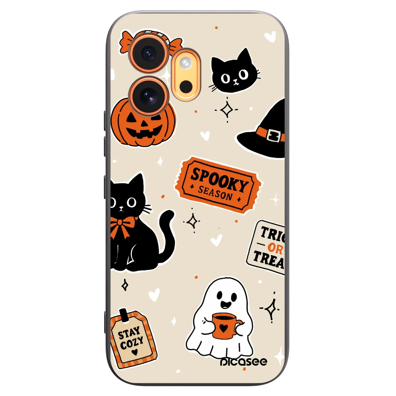 Picasee Honor 600 Hülle - Schwarzes Silikon - Halloween stickers