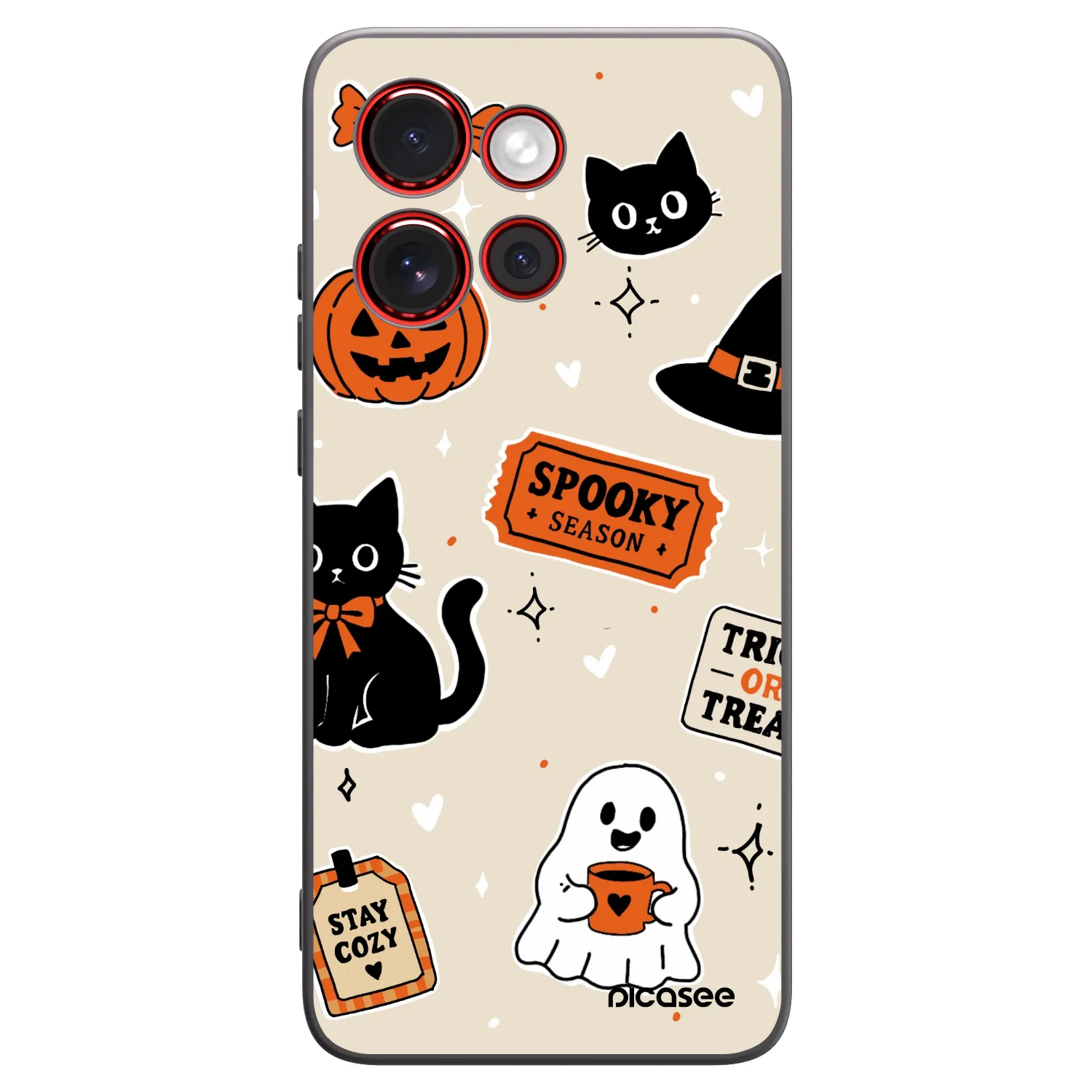Picasee Motorola Edge 60 Neo 5G Hülle - Schwarzes Silikon - Halloween stickers