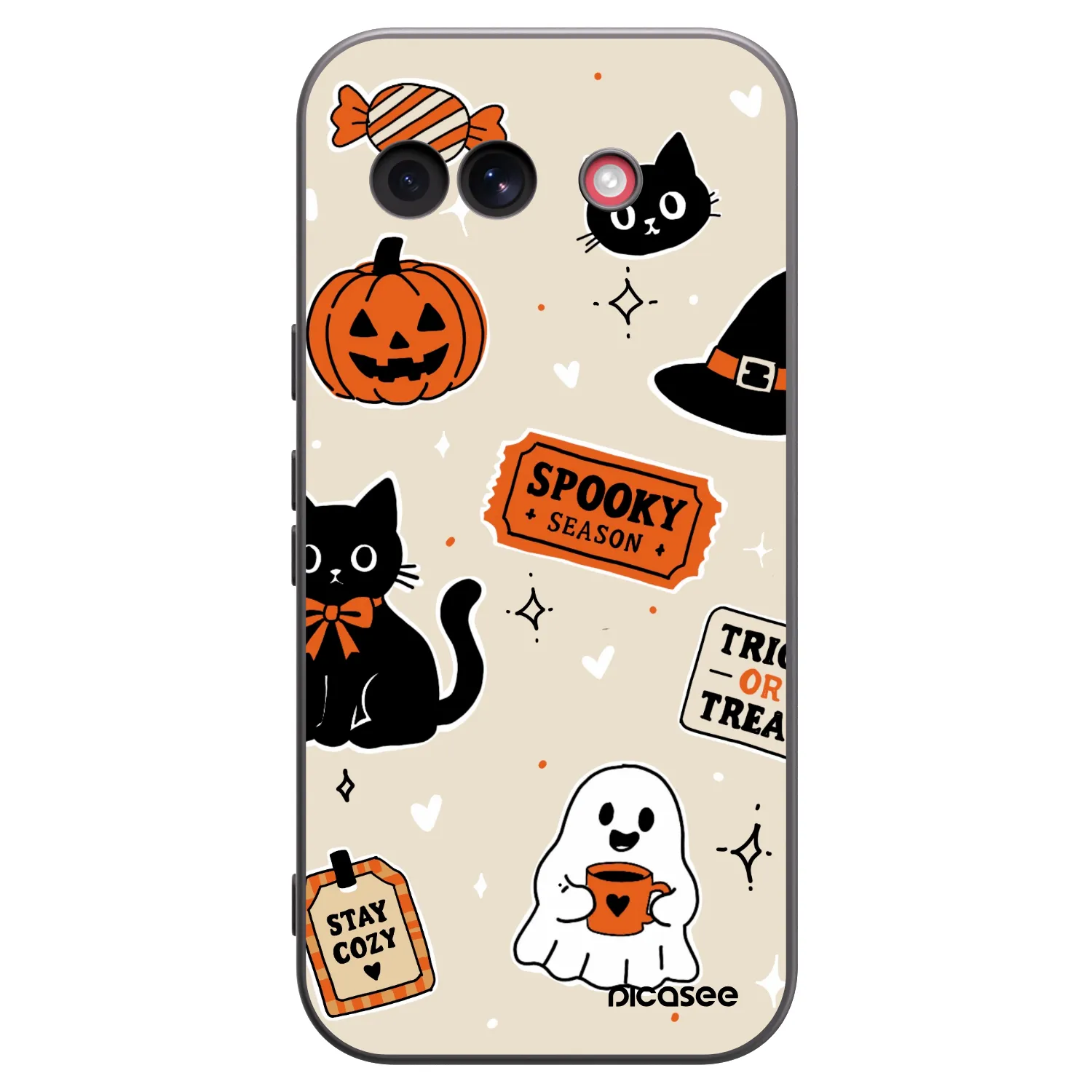 Picasee Google Pixel 10a Hülle - Schwarzes Silikon - Halloween stickers