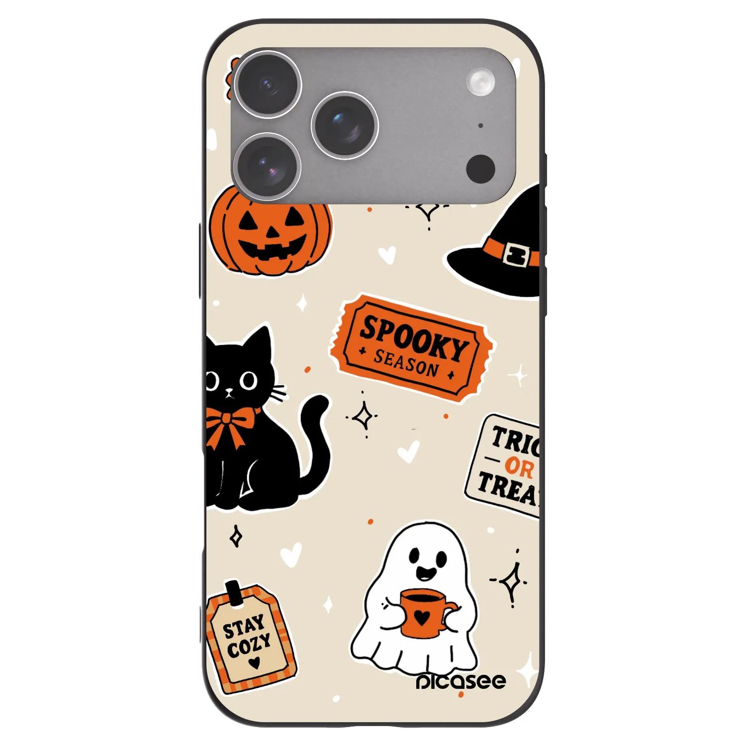 Picasee Apple iPhone 18 Pro Max Hülle - Schwarzes Silikon - Halloween stickers