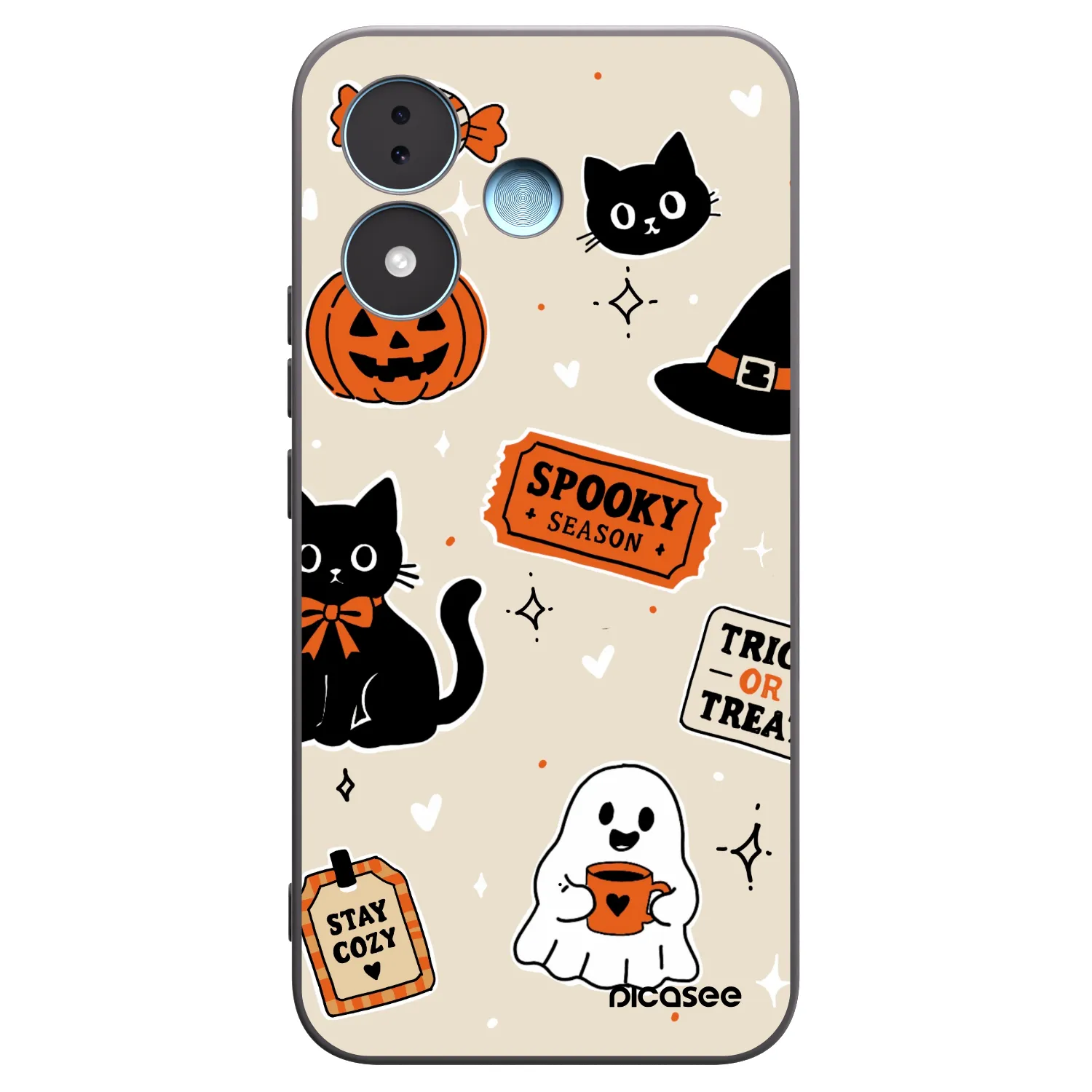 Picasee Xiaomi Redmi Note 17 5G Hülle - Schwarzes Silikon - Halloween stickers