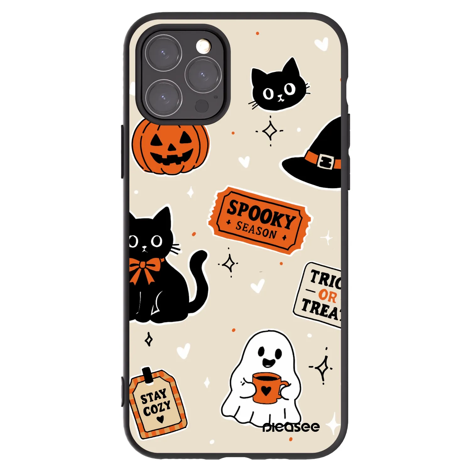 Picasee Apple iPhone 11 Pro Hülle - Schwarzes Silikon - Halloween stickers