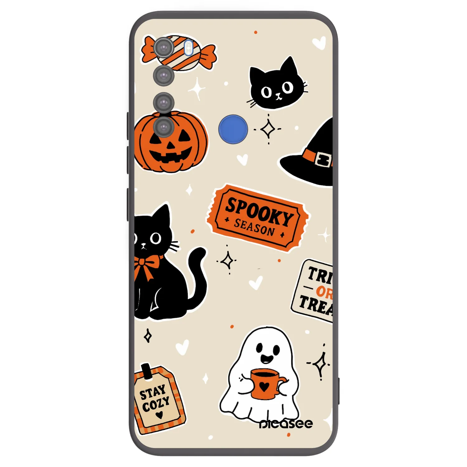 Picasee Xiaomi Redmi Note 8T Hülle - Schwarzes Silikon - Halloween stickers