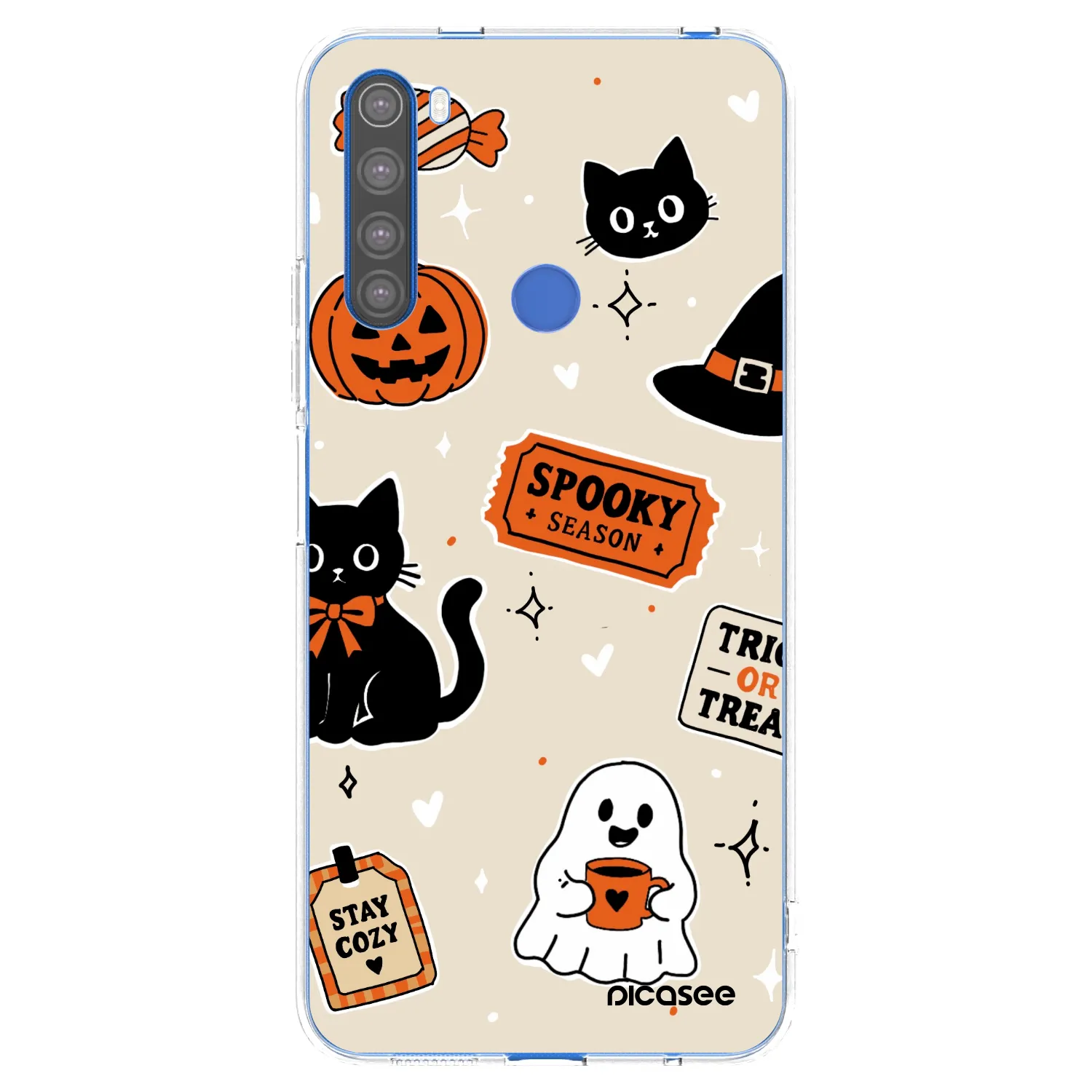 Picasee Xiaomi Redmi Note 8T Hülle - Transparentes Silikon - Halloween stickers