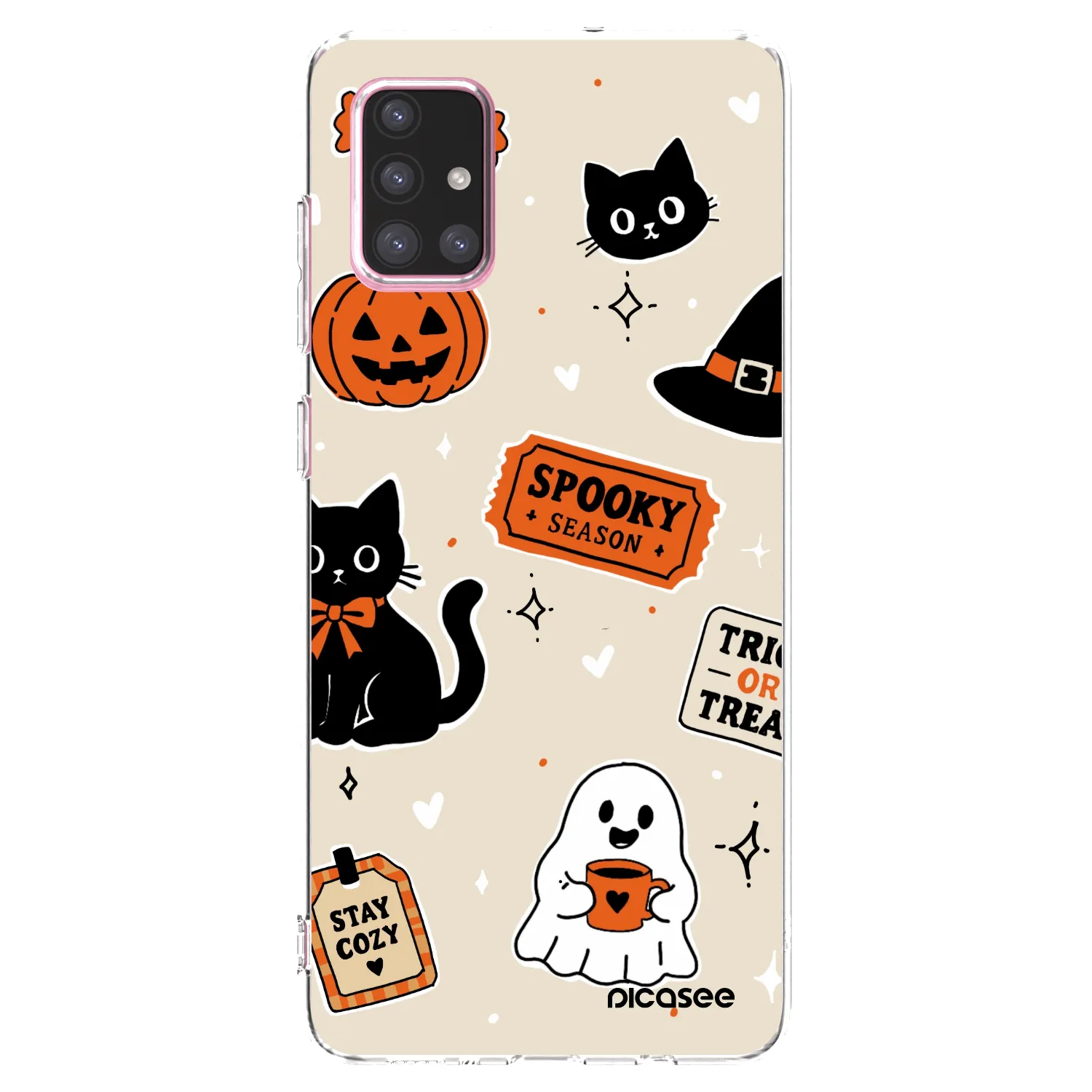 Picasee Samsung Galaxy A71 A715F Hülle - Transparentes Silikon - Halloween stickers
