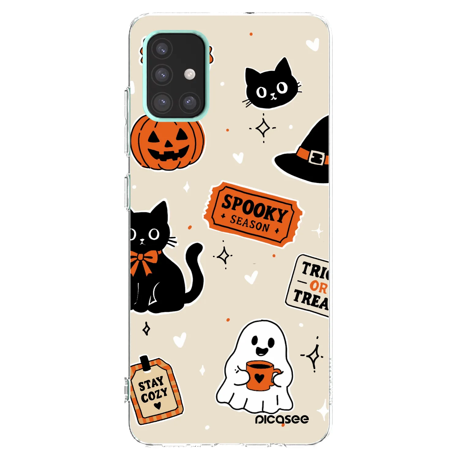Picasee Samsung Galaxy A51 A515F Hülle - Transparentes Silikon - Halloween stickers