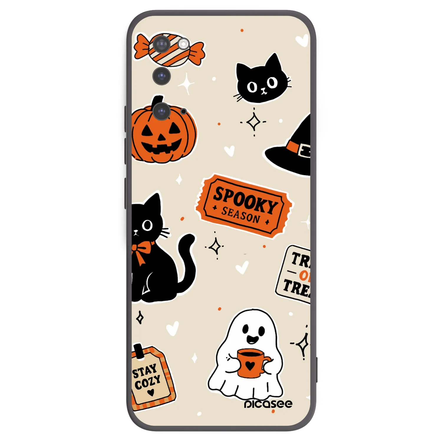 Picasee Samsung Galaxy S20 G980F Hülle - Schwarzes Silikon - Halloween stickers