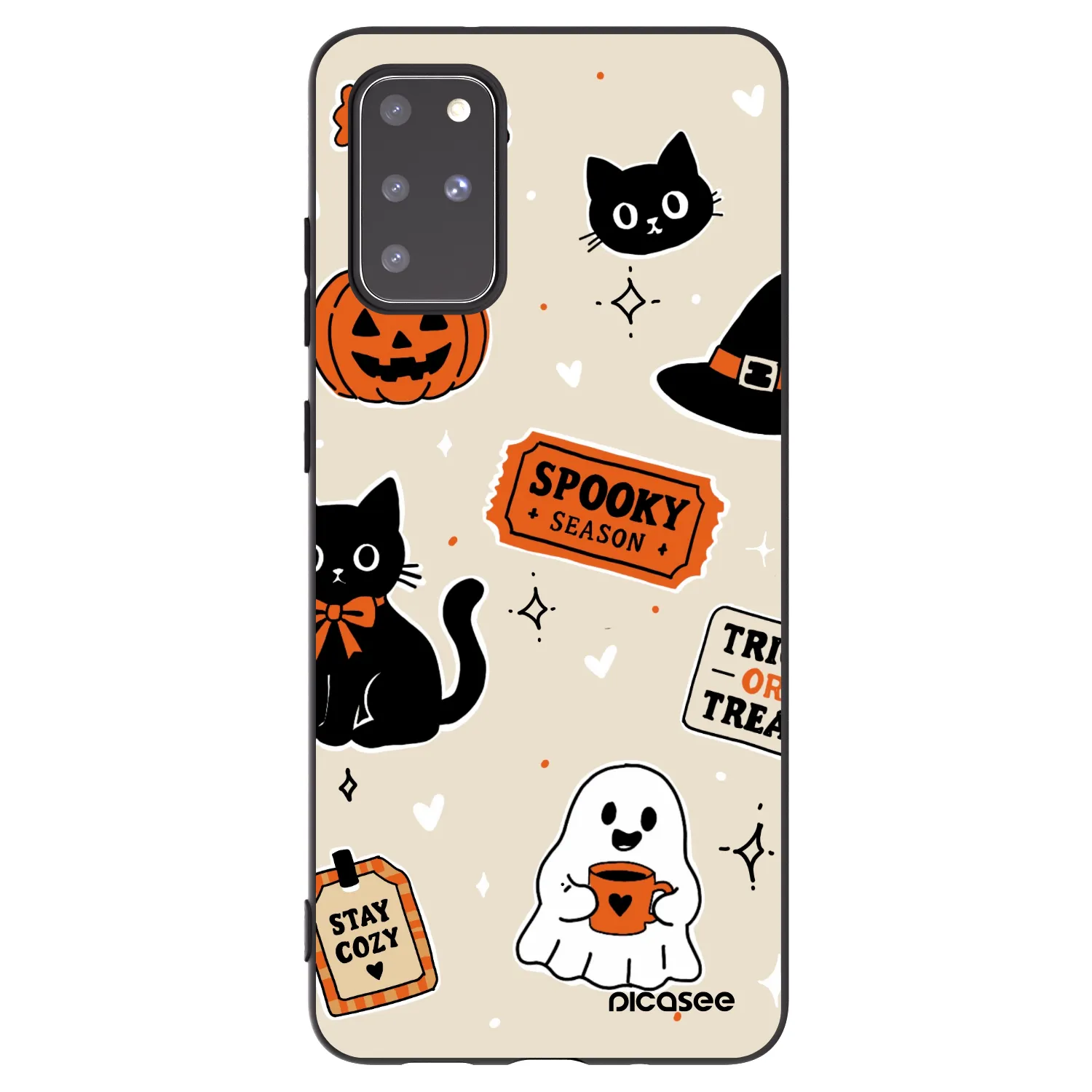 Picasee Samsung Galaxy S20+ G985F Hülle - Schwarzes Silikon - Halloween stickers