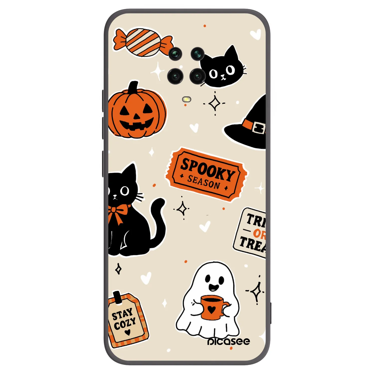 Picasee Xiaomi Redmi Note 9 Pro Hülle - Schwarzes Silikon - Halloween stickers