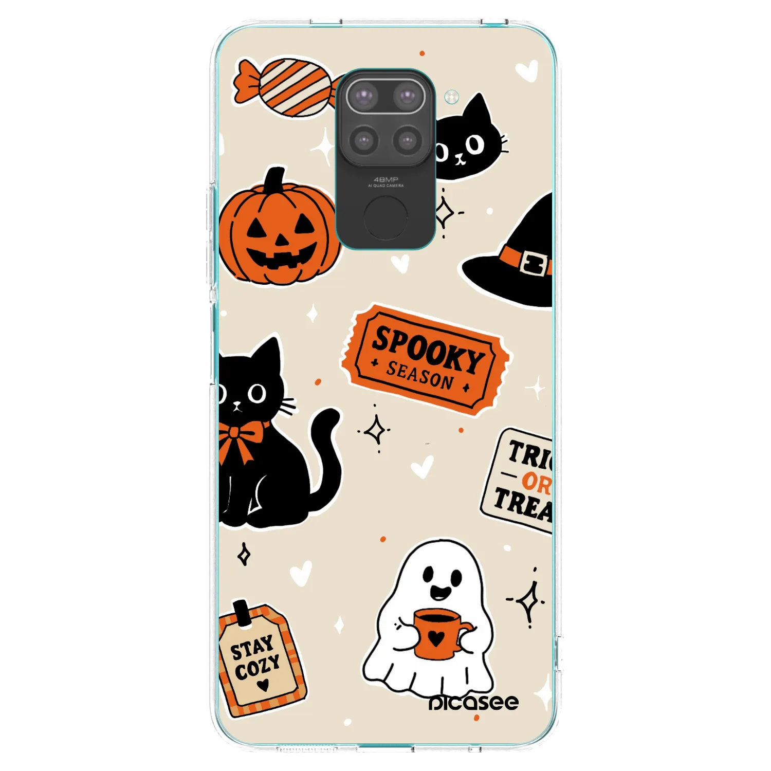 Picasee Xiaomi Redmi Note 9 Hülle - Schwarzes Silikon - Halloween stickers