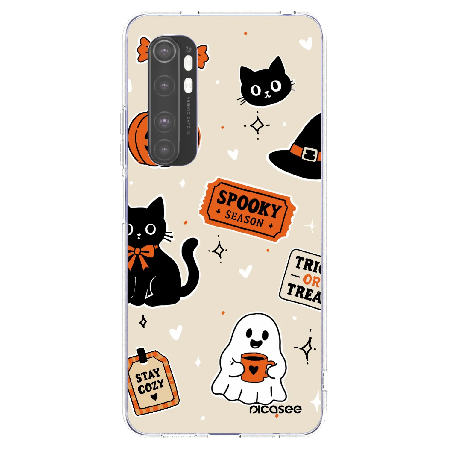 Picasee Xiaomi Mi Note 10 Lite Hülle - Transparentes Silikon - Halloween stickers