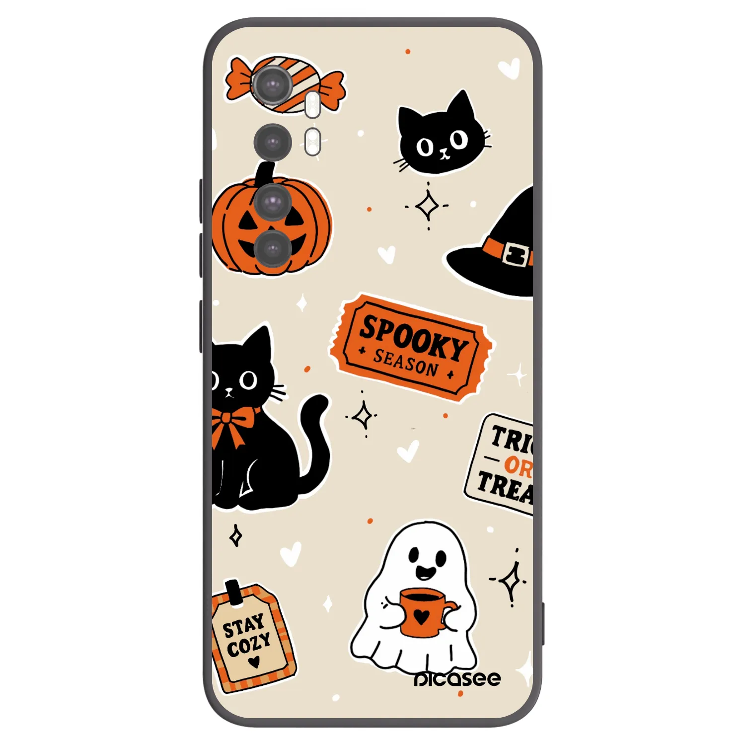 Picasee Xiaomi Mi Note 10 Lite Hülle - Schwarzes Silikon - Halloween stickers