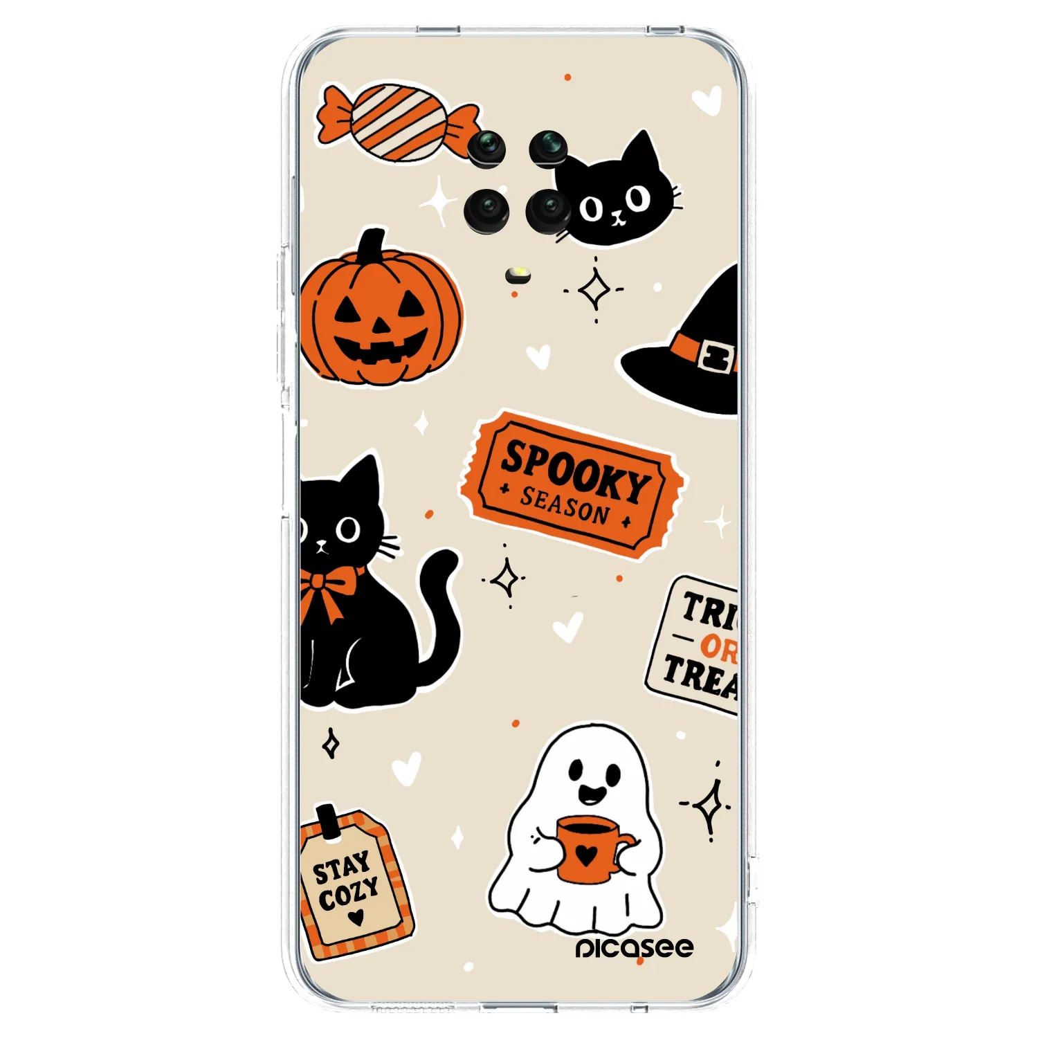 Picasee Xiaomi Redmi Note 9S Hülle - Transparentes Silikon - Halloween stickers