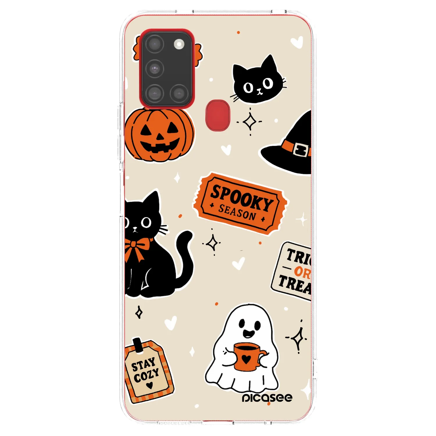 Picasee Samsung Galaxy A21s Hülle - Transparentes Silikon - Halloween stickers