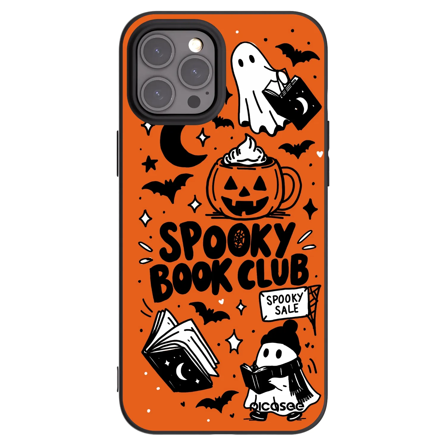 Picasee Apple iPhone 12 Pro Max Hülle - Schwarzes Silikon - Spooky book club