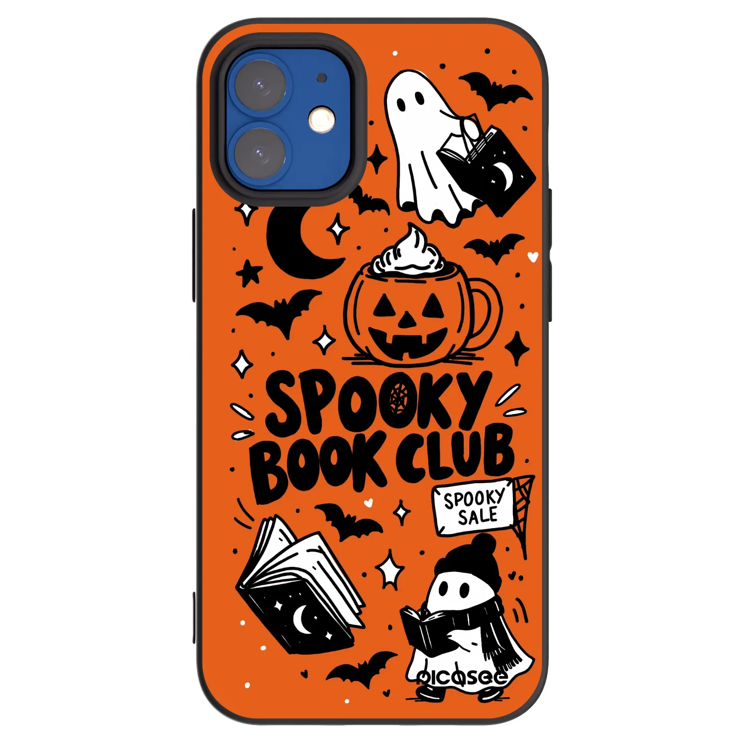 Picasee Apple iPhone 12 mini Hülle - Schwarzes Silikon - Spooky book club