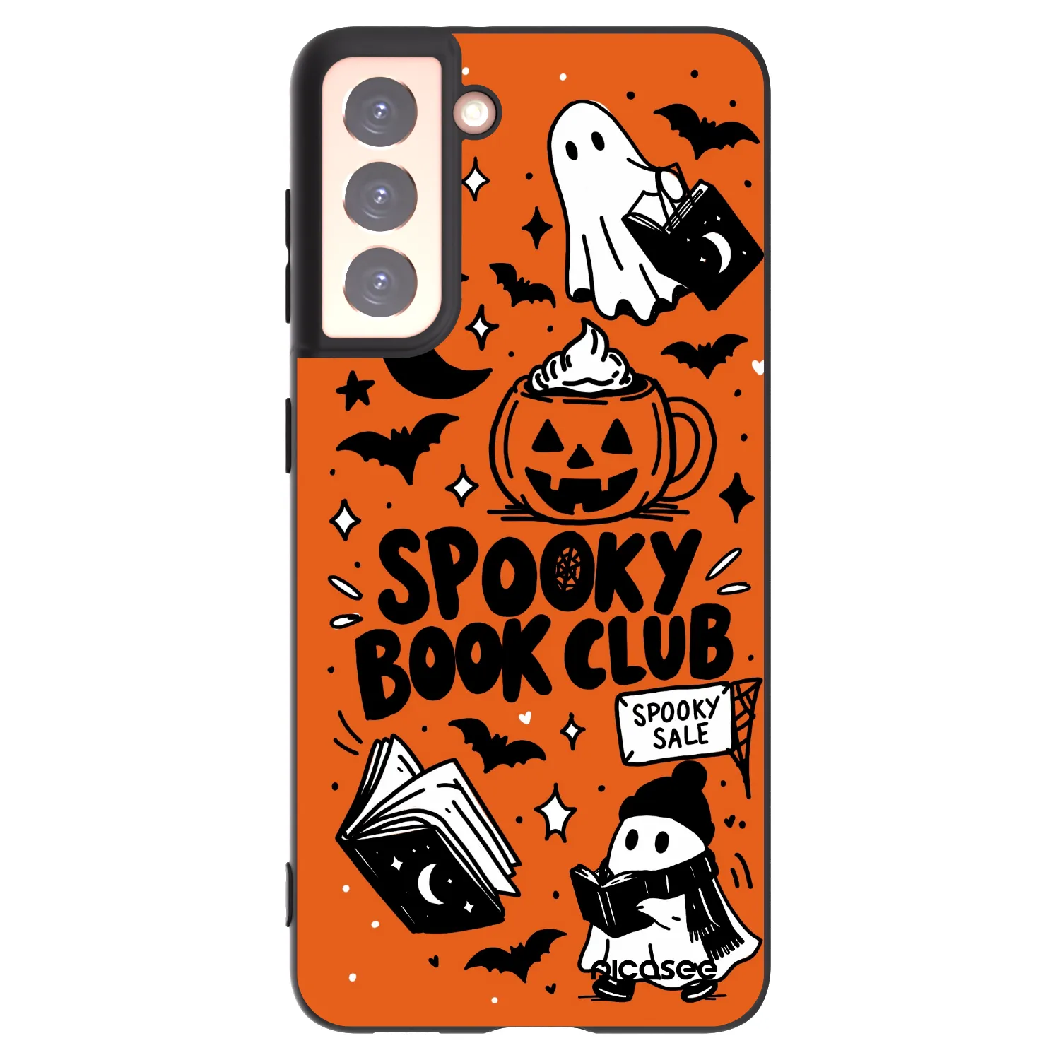 Picasee Samsung Galaxy S21 5G G991B Hülle - Schwarzes Silikon - Spooky book club