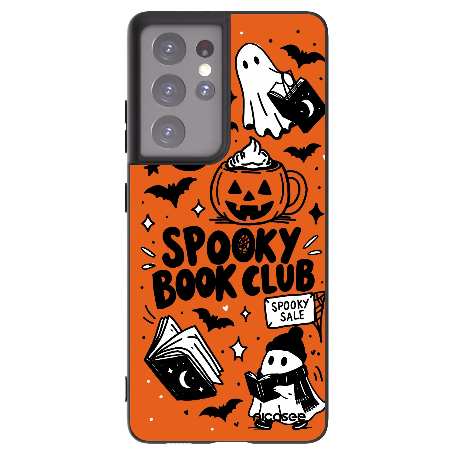 Picasee Samsung Galaxy S21 Ultra 5G G998B Hülle - Schwarzes Silikon - Spooky book club