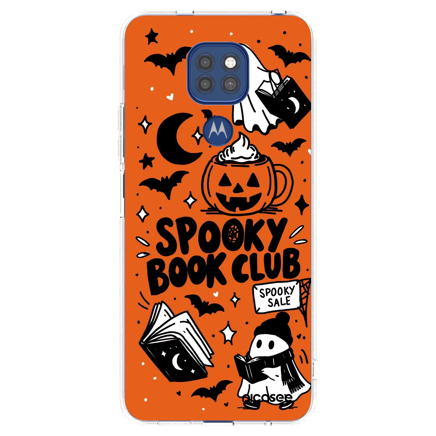 Picasee Motorola Moto G9 Play Hülle - Transparentes Silikon - Spooky book club